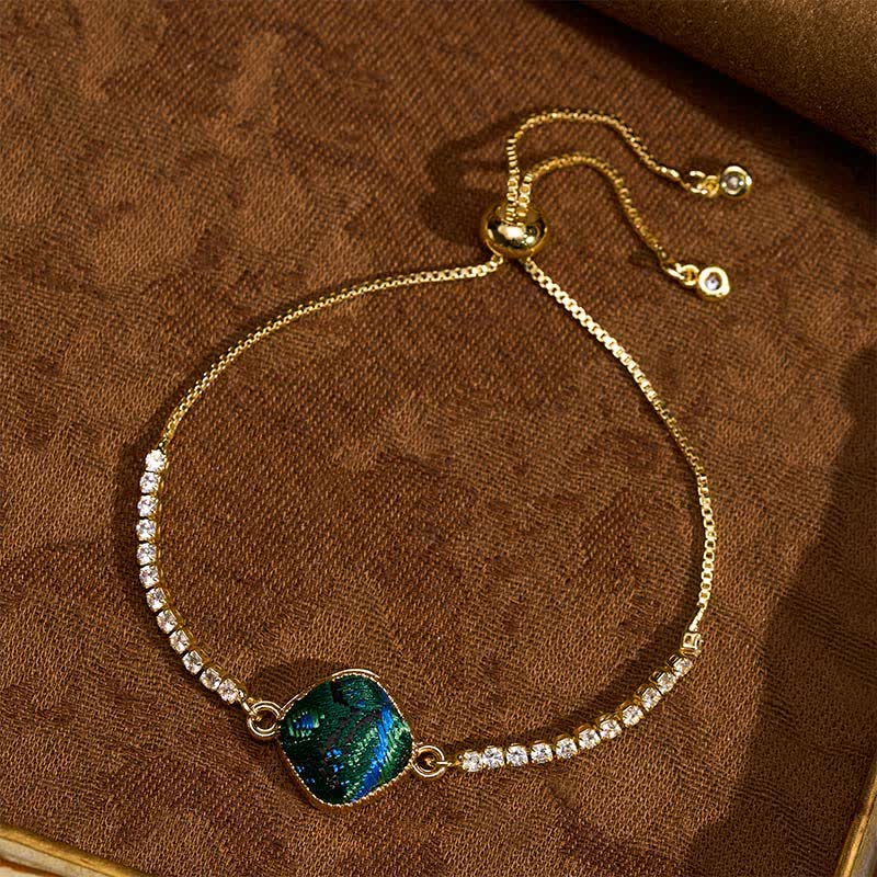 Buddha Stones Pulsera ajustable cuadrada de brocado Copper Luck Song - image 2