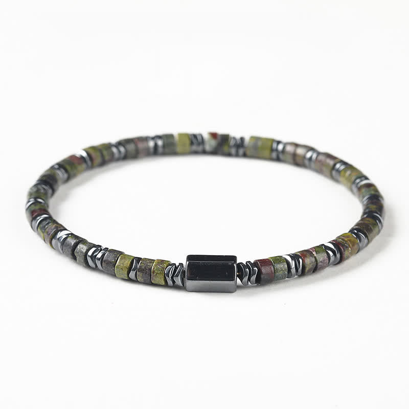 Buddha Stones Pulsera espaciadora de cubo de conexión a tierra de hematita y sodalita - Jaspe Sangre de Dragón (Coraje ♥ Sanación) (Circunferencia de la muñeca: 16-17 cm) - image 12