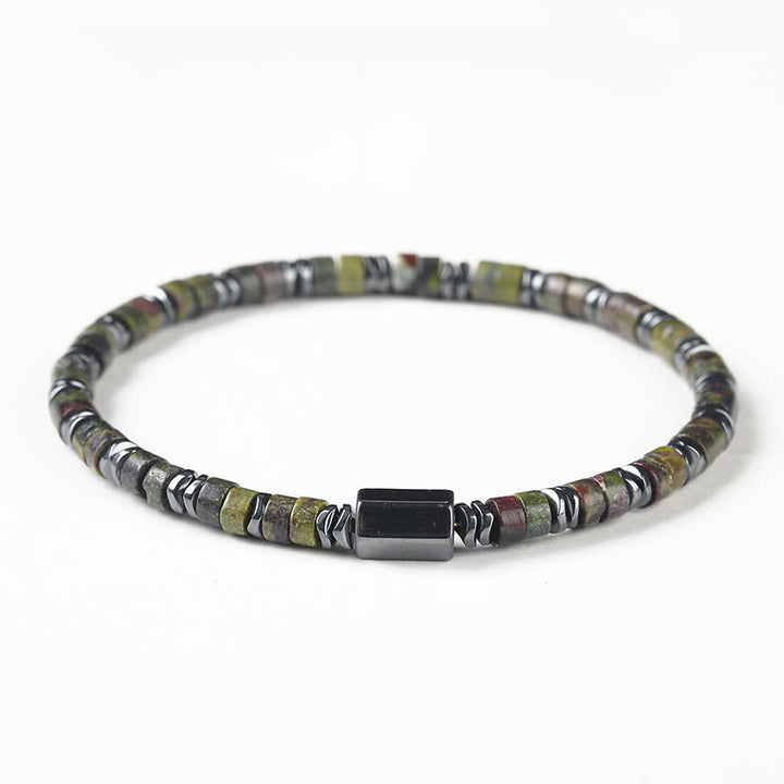 Buddha Stones Pulsera espaciadora de cubo de conexión a tierra de hematita y sodalita - Jaspe Sangre de Dragón (Coraje ♥ Sanación) (Circunferencia de la muñeca: 16-17 cm) - image 12