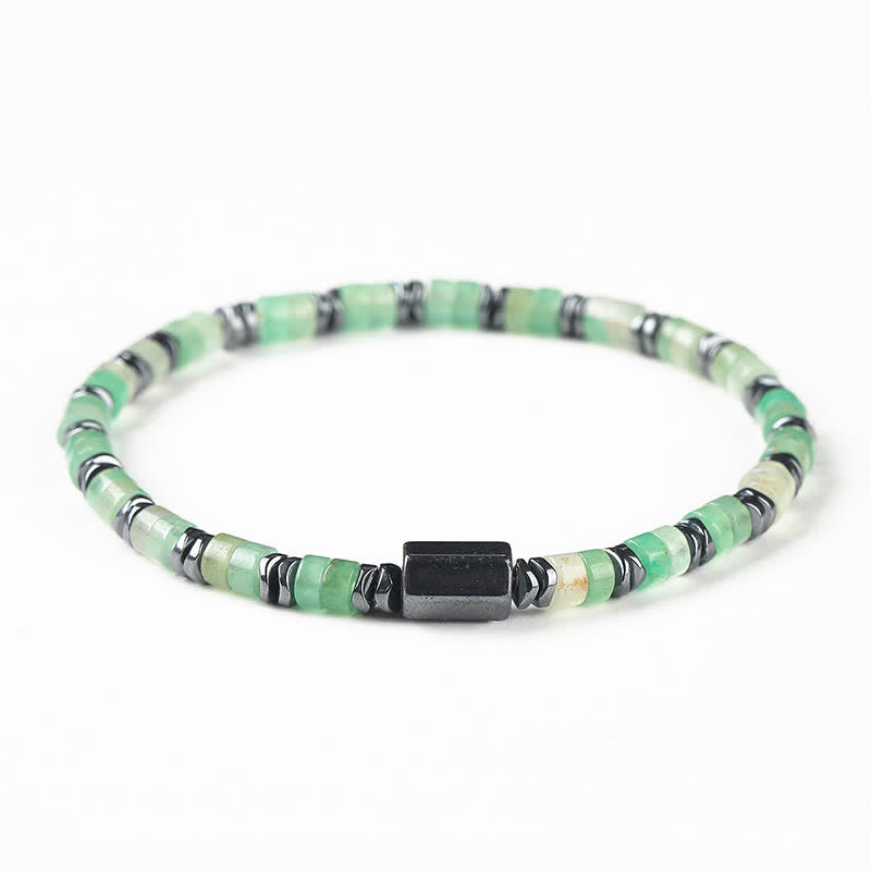 Buddha Stones Pulsera espaciadora de cubo de conexión a tierra de hematita y sodalita - Aventurina verde (Suerte ♥ Oportunidad) (Circunferencia de la muñeca: 16-17 cm) - image 2