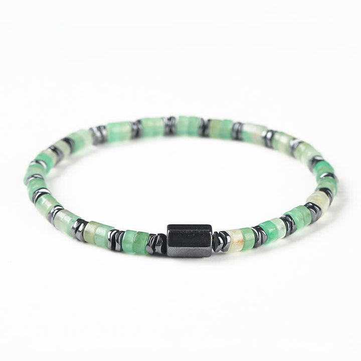 Buddha Stones Pulsera espaciadora de cubo de conexión a tierra de hematita y sodalita - Aventurina verde (Suerte ♥ Oportunidad) (Circunferencia de la muñeca: 16-17 cm) - image 2