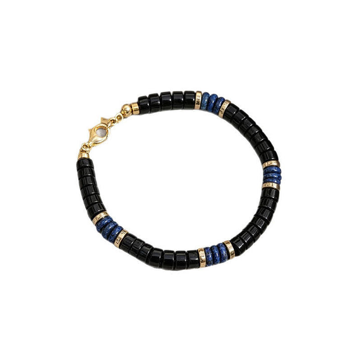 Buddha Stones Pulsera de cuentas de cubo de la verdad de ónix negro y lapislázuli - image 7