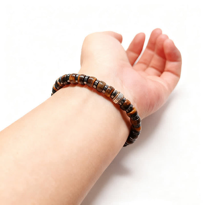 Buddha Stones Pulsera de cuentas de plata antigua con ojo de tigre natural y diseño de león confiado - image 12
