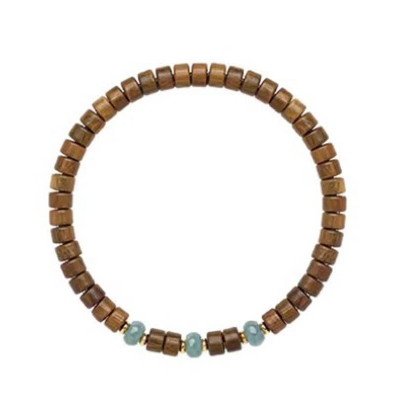 Buddha Stones Pulsera de cuentas cilíndricas con detalles de jade y sándalo verde Serenity - image 8