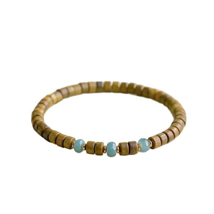 Buddha Stones Pulsera de cuentas cilíndricas con detalles de jade y sándalo verde Serenity - image 4