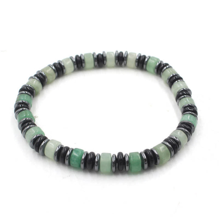Buddha Stones Pulsera étnica de cuentas planas de hematita y obsidiana negra pulida a mano. - Aventurina verde (Suerte ♥ Oportunidad) (Circunferencia de la muñeca: 15-16 cm) - image 13