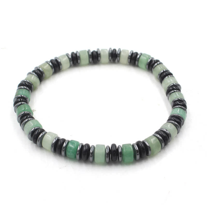Buddha Stones Pulsera étnica de cuentas planas de hematita y obsidiana negra pulida a mano. - Aventurina verde (Suerte ♥ Oportunidad) (Circunferencia de la muñeca: 15-16 cm) - image 8
