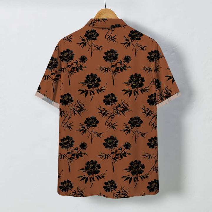 Buddha Stones Camisa transpirable de manga corta para hombre con botones y estampado floral tropical. - image 1