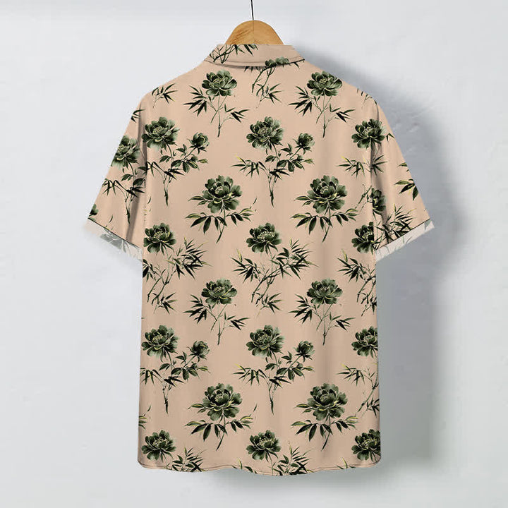 Buddha Stones Camisa transpirable de manga corta para hombre con botones y estampado floral tropical. - image 11