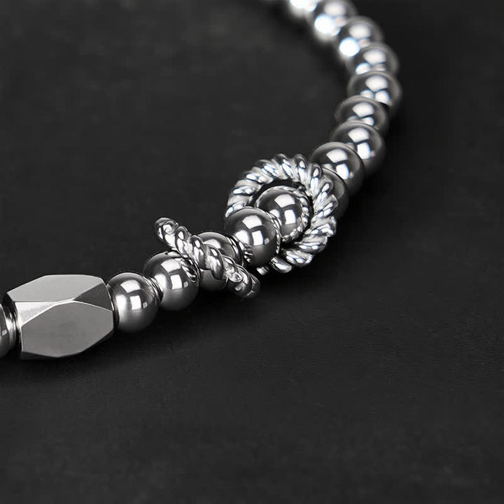 Buddha Stones Pulsera de estimulación de acero de titanio con cuentas pequeñas de 4 mm - image 4