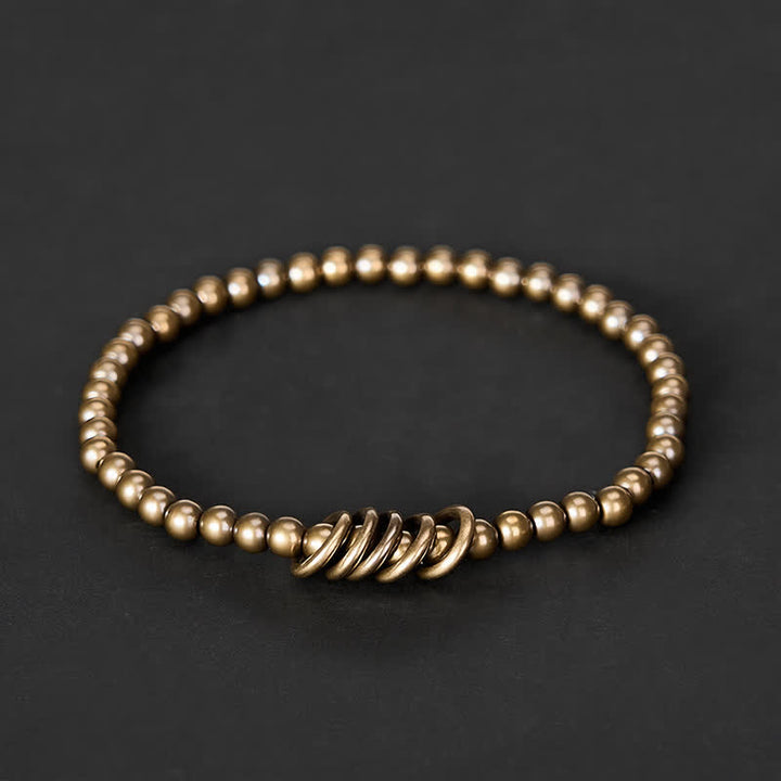 Buddha Stones Pulsera de latón con cuentas pequeñas de 4 mm para sanación - Circunferencia de la muñeca: 7,9–8,2 pulgadas (20–21 cm) - image 0