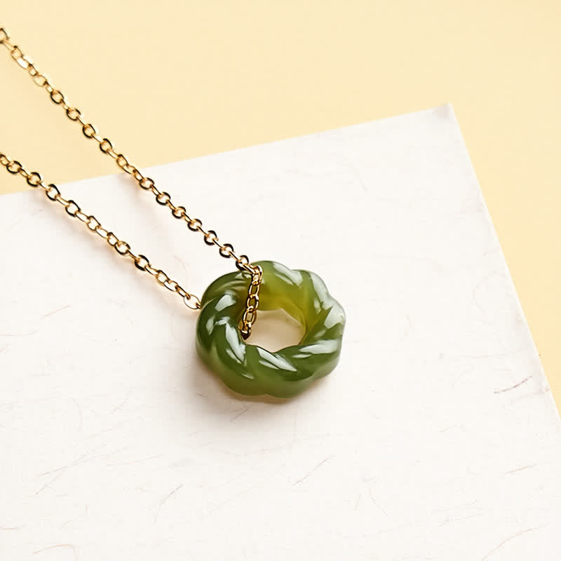Buddha Stones Collar vintage con forma de espiral de masa frita tallada a mano en jade Hetian. - image 1