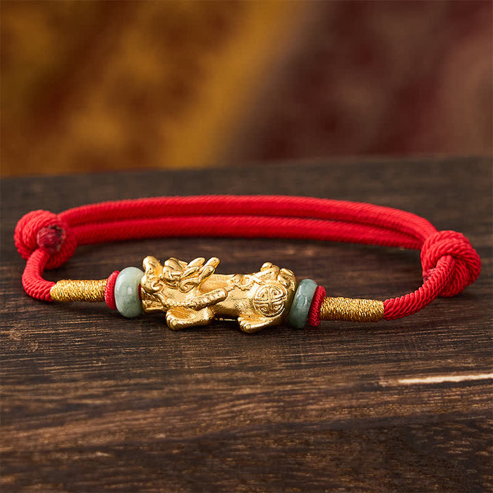 Buddha Stones Pulsera de hilo rojo de la riqueza Pi Xiu de cobre - image 2