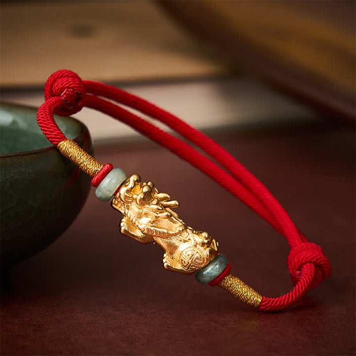 Buddha Stones Pulsera de hilo rojo de la riqueza Pi Xiu de cobre - Hilo rojo (Protección♥Suerte) - image 0
