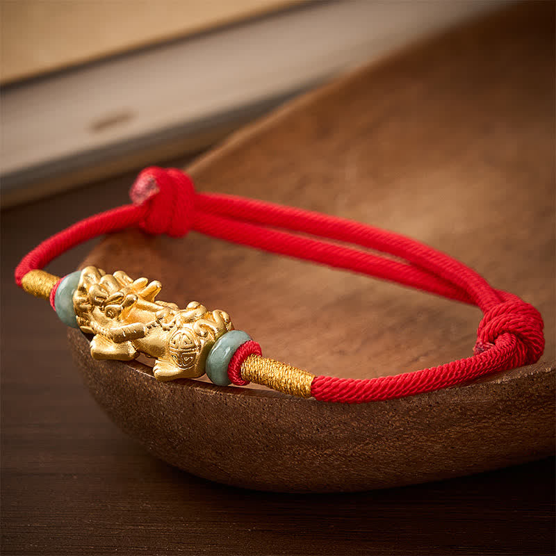 Buddha Stones Pulsera de hilo rojo de la riqueza Pi Xiu de cobre - image 3