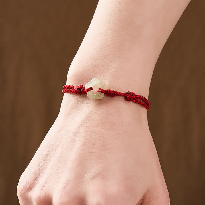 Buddha Stones Pulsera de hilo rojo Hetian Jade Plum Bossom Luck - image 3