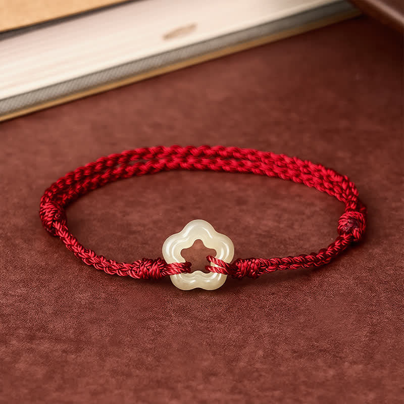 Buddha Stones Pulsera de hilo rojo Hetian Jade Plum Bossom Luck - image 1