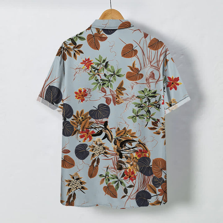 Buddha Stones Camisa transpirable de manga corta para hombre con botones y estampado floral tropical. - image 8