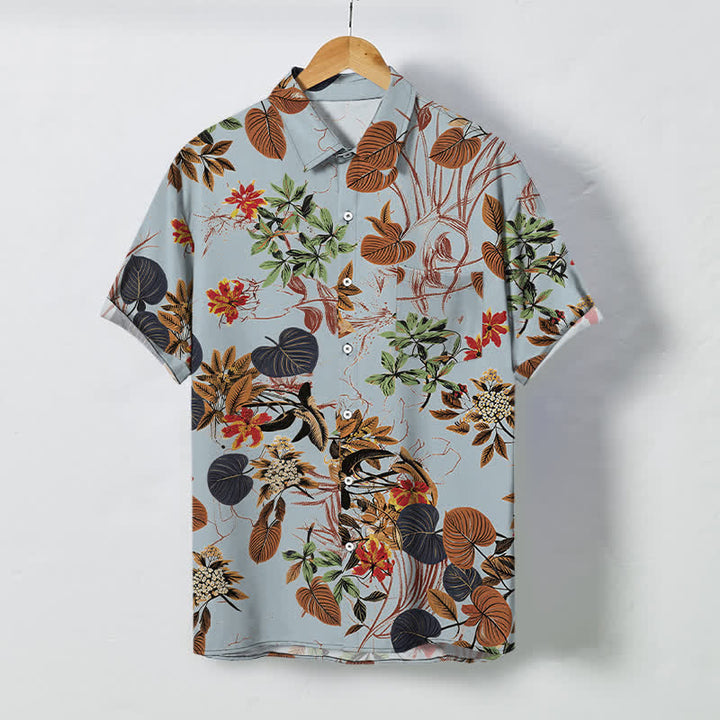 Buddha Stones Camisa transpirable de manga corta para hombre con botones y estampado floral tropical. - Azul acero claro - US/UK/AU48, UE58 (4XL) - image 7