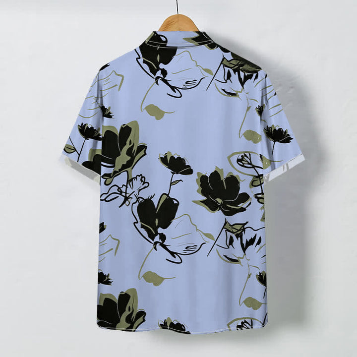Buddha Stones Camisa transpirable de manga corta para hombre con botones y estampado botánico floral abstracto - image 4
