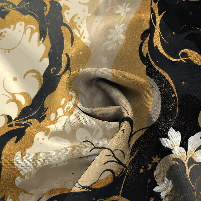 Buddha Stones Camisa transpirable de manga corta para hombre con botones y estampado floral de nube de dragón dorado - image 4