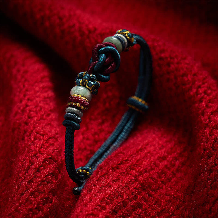 Buddha Stones Pulsera de cordón trenzado con nudo de corazón de jade, tejida a mano. - image 18
