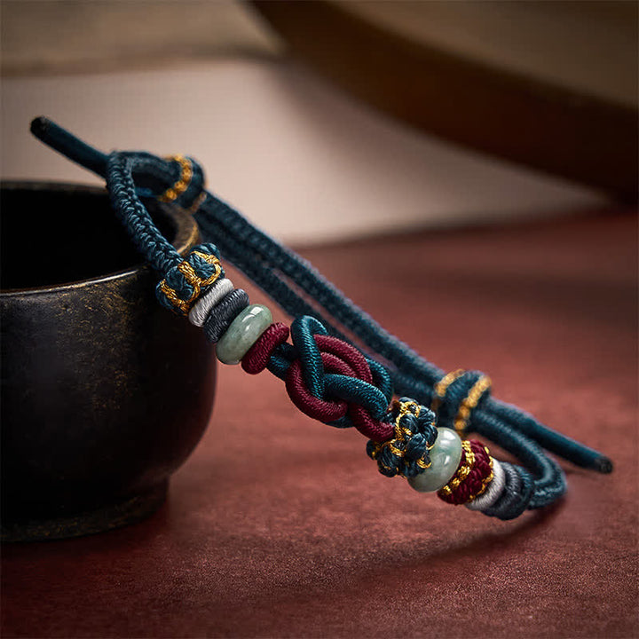 Buddha Stones Pulsera de cordón trenzado con nudo de corazón de jade, tejida a mano. - image 16