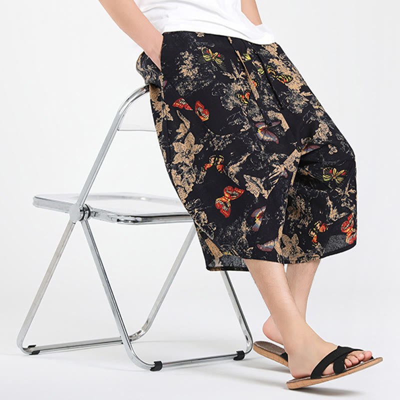 Buddha Stones Pantalones capri de verano estilo boho casual con cordón y estampado geométrico abstracto para hombre, estilo harem con bolsillo. - image 30