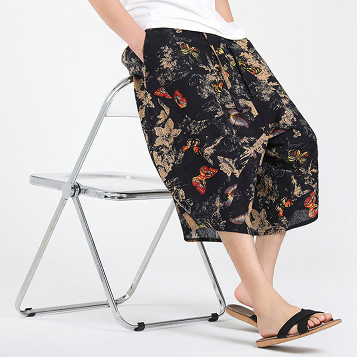 Buddha Stones Pantalones capri de verano estilo boho casual con cordón y estampado geométrico abstracto para hombre, estilo harem con bolsillo. - image 30