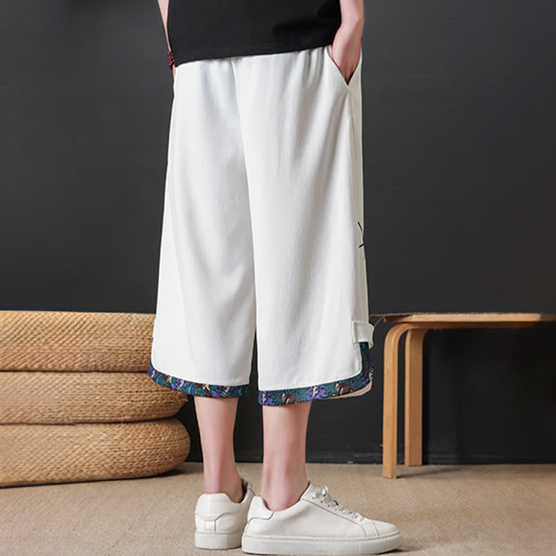 Buddha Stones Pantalones cortos de verano estilo Tang, casuales, con cordón ajustable, estampado de bambú, para hombre, pierna recta, con bolsillo. - image 17