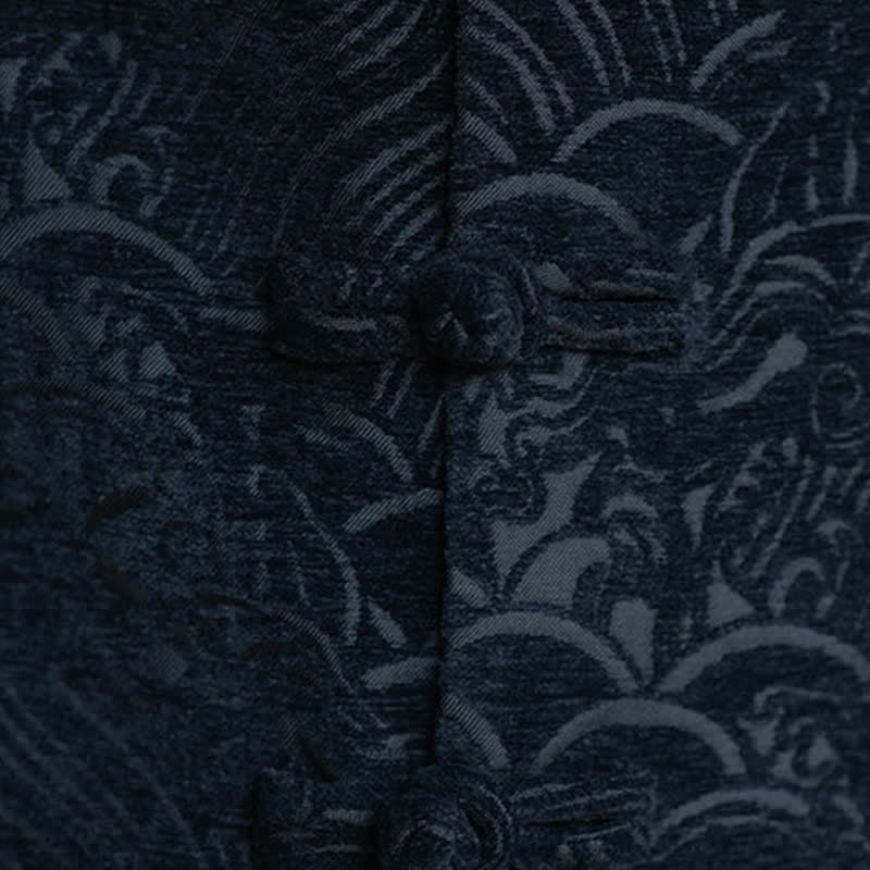 Buddha Stones Camisas sin mangas para hombre estilo Tang vintage con cuello mandarín, botones de rana y estampado jacquard abstracto. - image 11