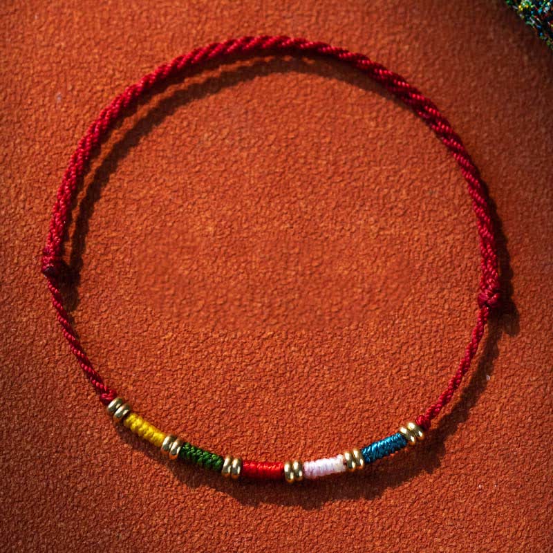 Buddha Stones Pulsera tibetana ajustable de protección con cordón rojo colorido tejida a mano - Multicolor (circunferencia de la muñeca: 14-17 cm) - image 0