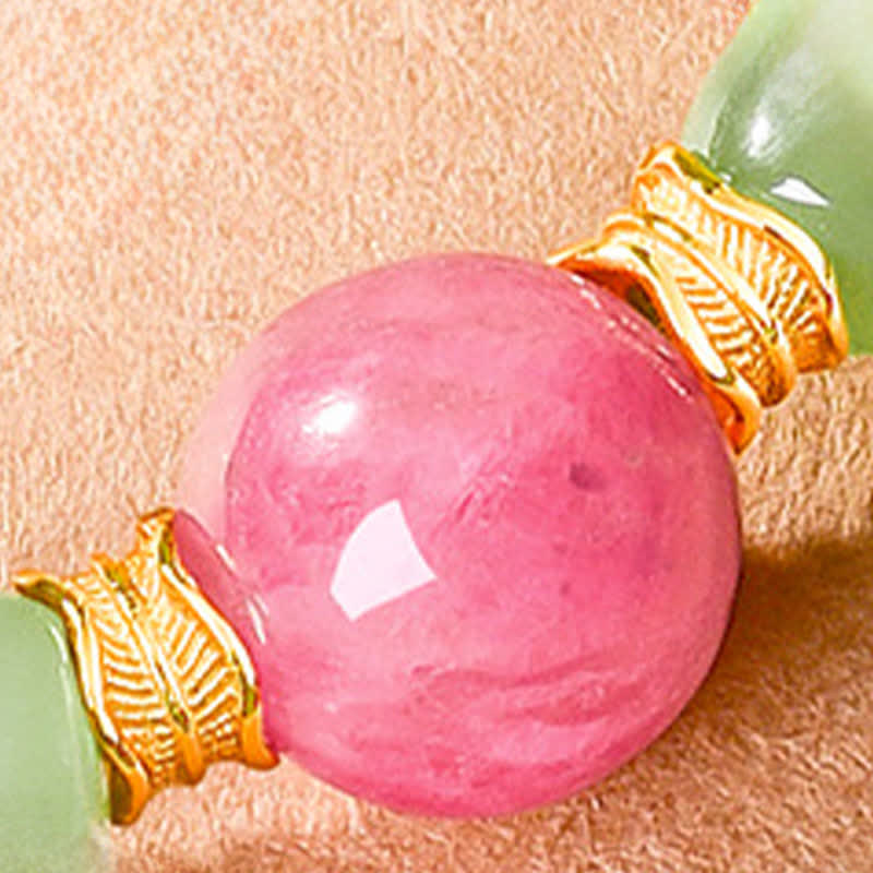 Buddha Stones Pulsera de rodonita con cuentas redondas de jade para la suerte - image 9