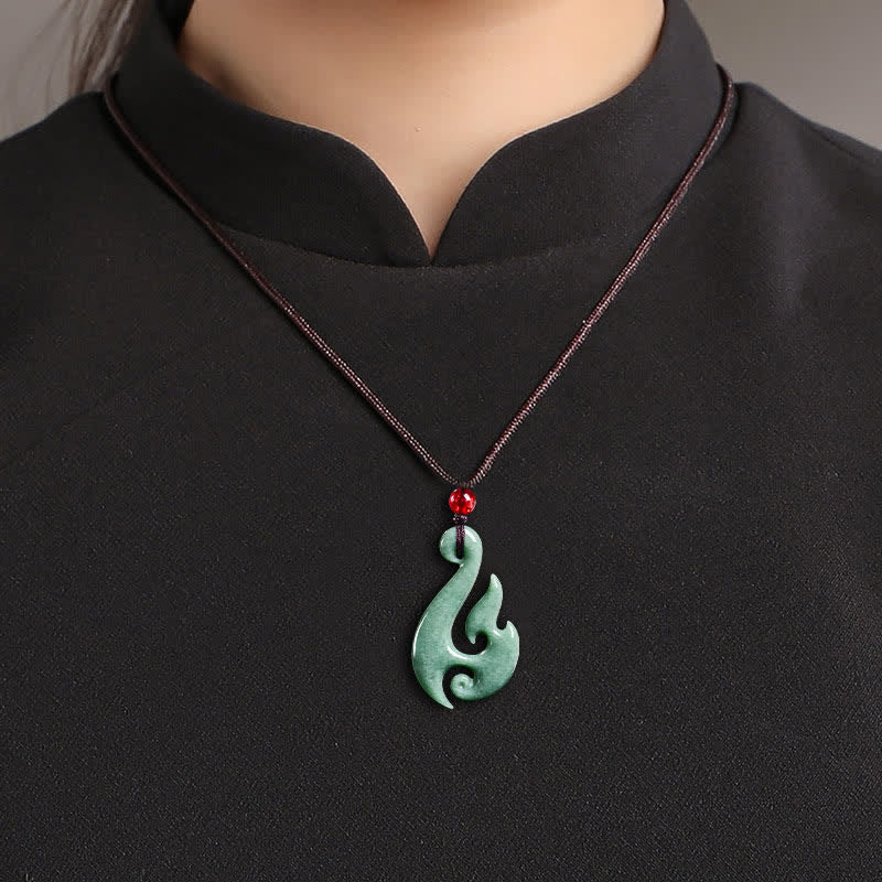 Buddha Stones Collar con colgante de abundancia en espiral de jade natural - image 8