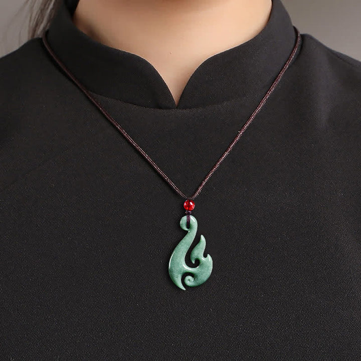 Buddha Stones Collar con colgante de abundancia en espiral de jade natural - image 8