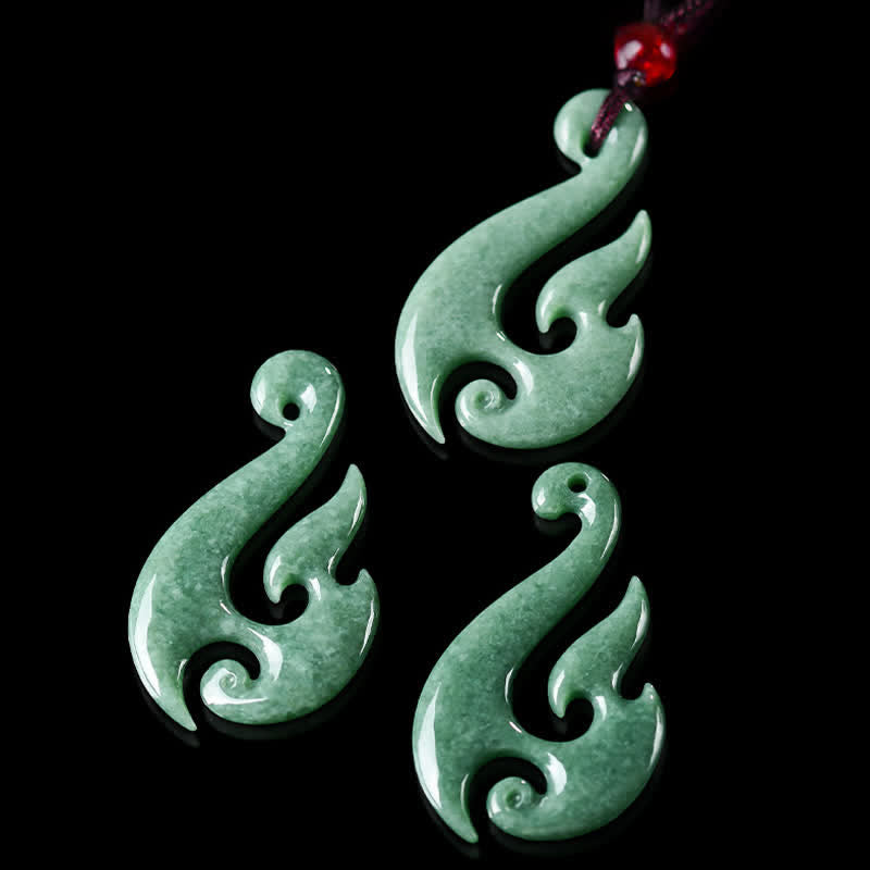 Buddha Stones Collar con colgante de abundancia en espiral de jade natural - image 6