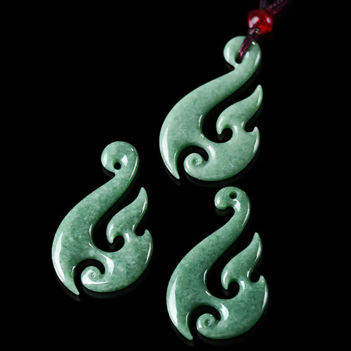Buddha Stones Collar con colgante de abundancia en espiral de jade natural - image 6