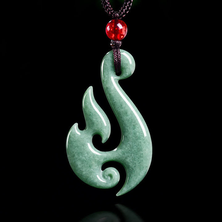Buddha Stones Collar con colgante de abundancia en espiral de jade natural - image 2