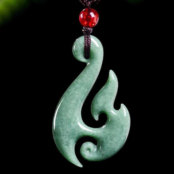 Buddha Stones Collar con colgante de abundancia en espiral de jade natural - image 3
