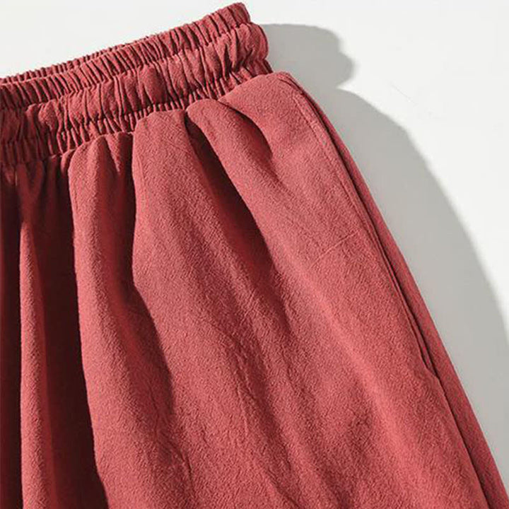 Buddha Stones Pantalones capri estilo Tang de verano con cordón y estampado de peces koi, pantalones harem para hombre con bolsillo - image 6