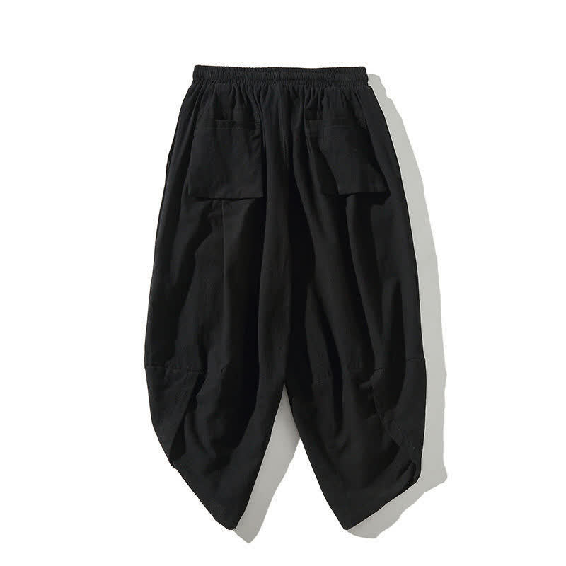 Buddha Stones Pantalones capri estilo Tang de verano con cordón y estampado de peces koi, pantalones harem para hombre con bolsillo - image 13