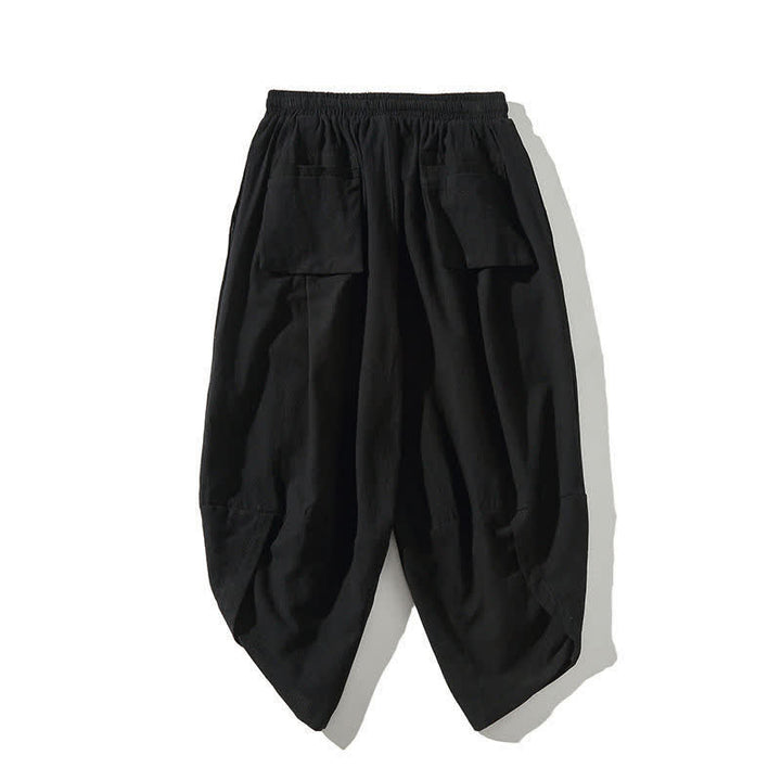 Buddha Stones Pantalones capri estilo Tang de verano con cordón y estampado de peces koi, pantalones harem para hombre con bolsillo - image 13