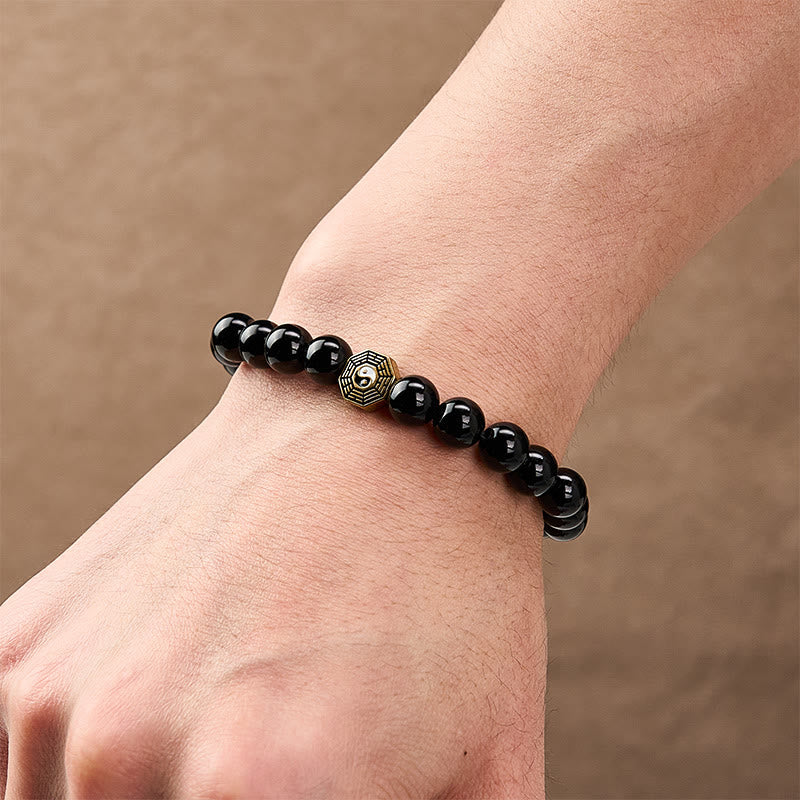 Buddha Stones Pulsera con dije de equilibrio Bagua de ónix negro - image 9
