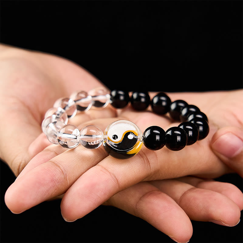 Buddha Stones Pulsera de cuentas redondas de doble cara con diseño Yin Yang y equilibrio de Liuli - image 4
