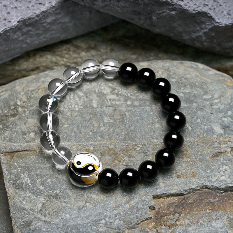 Buddha Stones Pulsera de cuentas redondas de doble cara con diseño Yin Yang y equilibrio de Liuli - image 3
