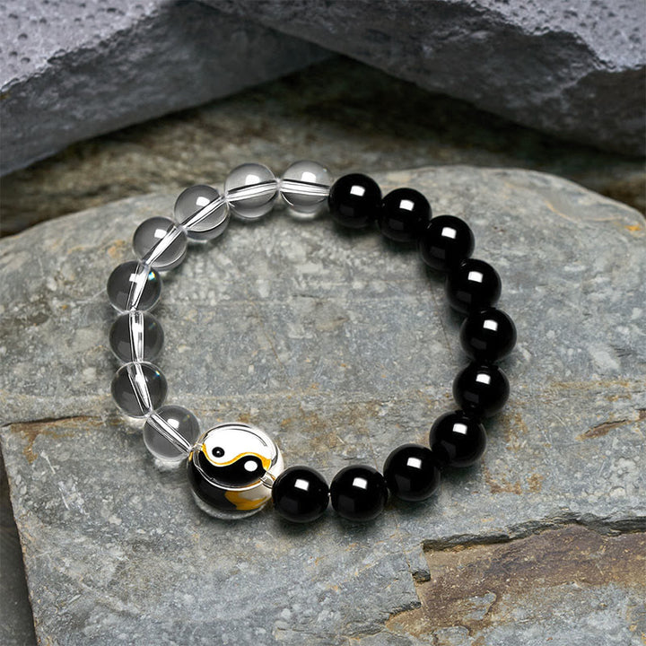 Buddha Stones Pulsera de cuentas redondas de doble cara con diseño Yin Yang y equilibrio de Liuli - image 3