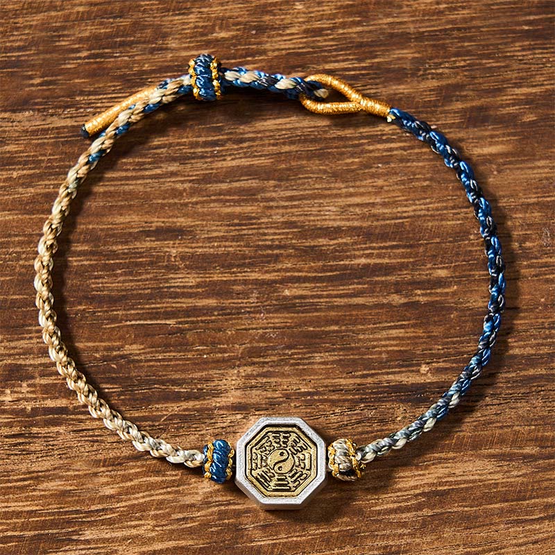 Buddha Stones Pulsera ajustable de cordón trenzado con espaciador octogonal Bagua tejido a mano - image 2