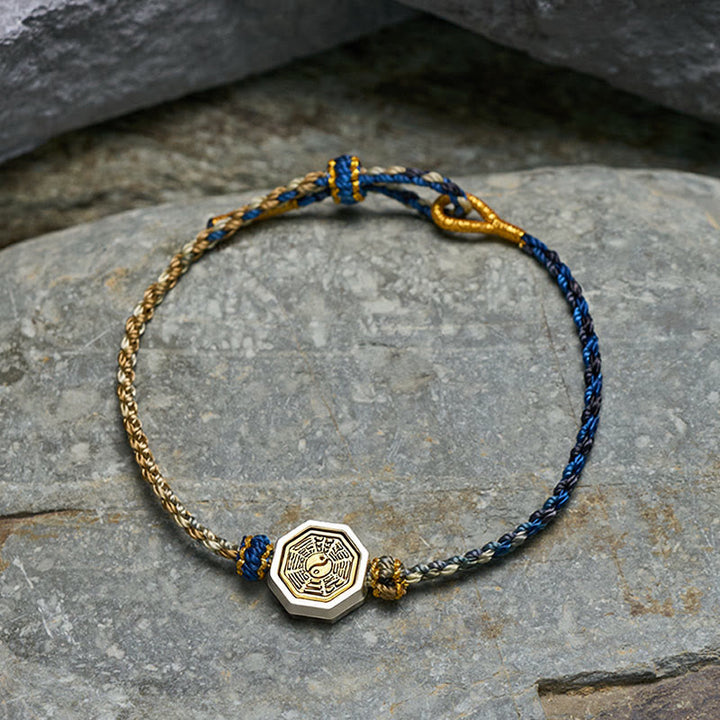 Buddha Stones Pulsera ajustable de cordón trenzado con espaciador octogonal Bagua tejido a mano - image 3