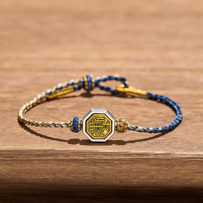 Buddha Stones Pulsera ajustable de cordón trenzado con espaciador octogonal Bagua tejido a mano - image 1