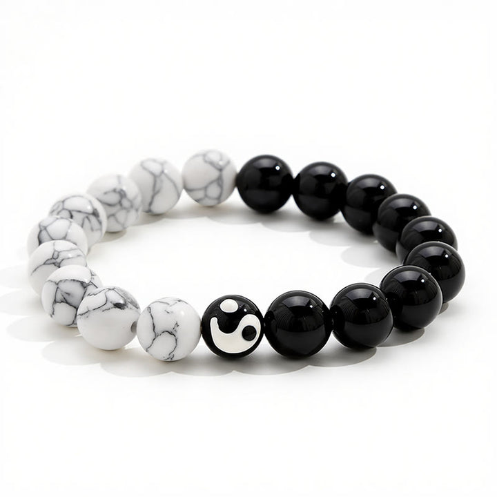 Buddha Stones Pulsera redonda de cuentas de vidrio Liuli Yin Yang Balance - image 2